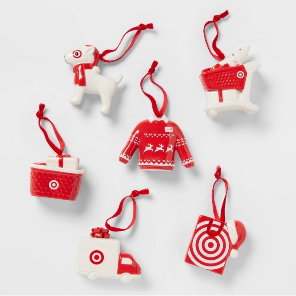 Ceramic Target Christmas Tree Ornament Set
6pc Red/White - Wondershop